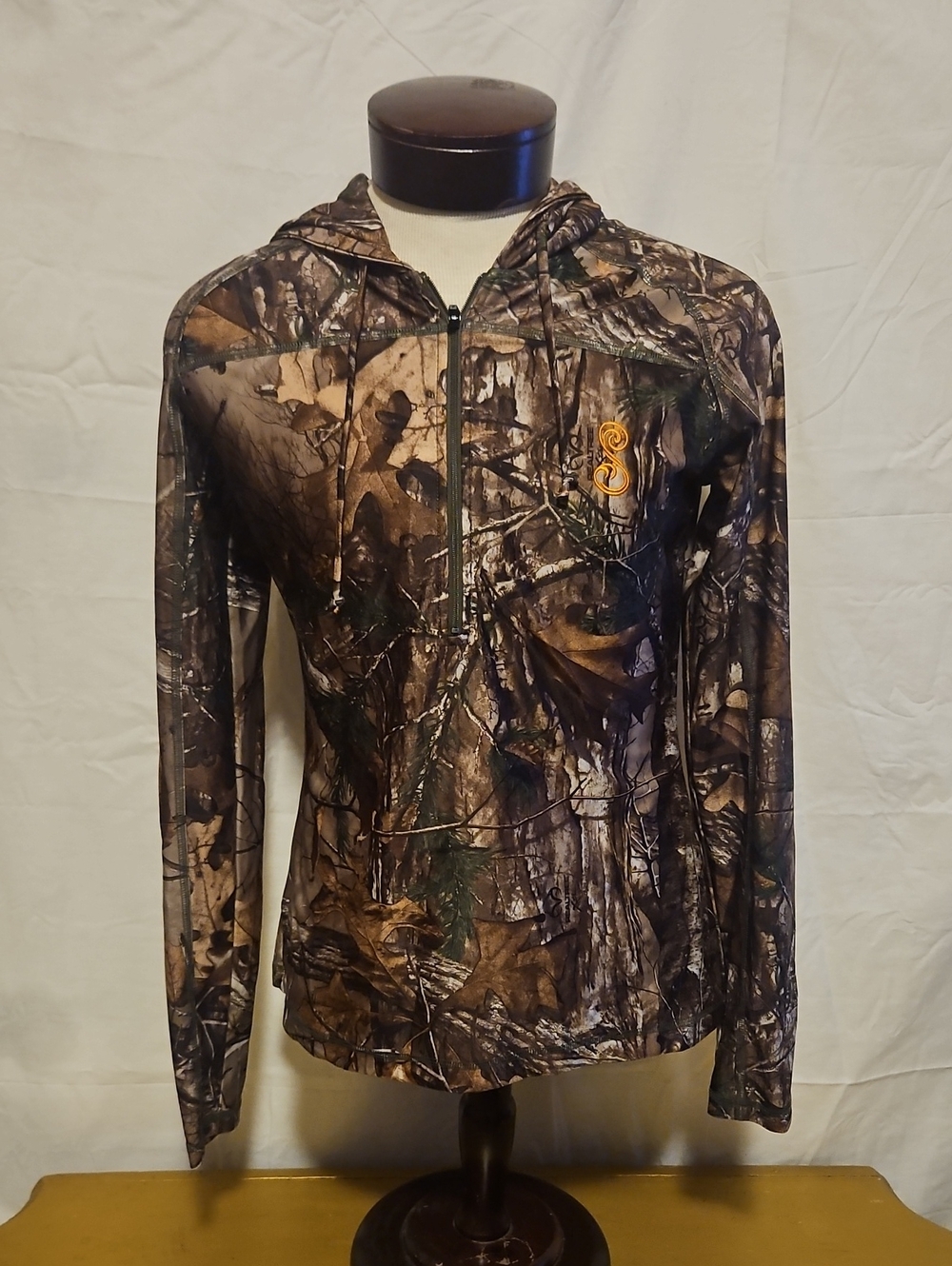 Womens Camo Hooded Zip Pullover - Brown Woodland